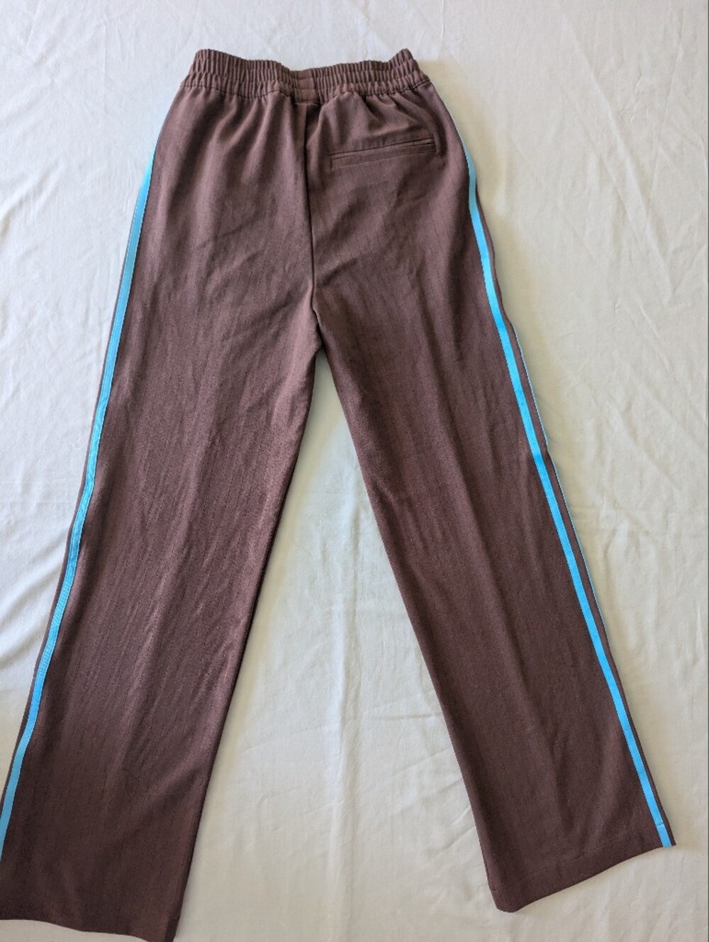 Adidas Originals Tailored Track Pants In Auburn With Blue Stripes - Picture 13 of 14